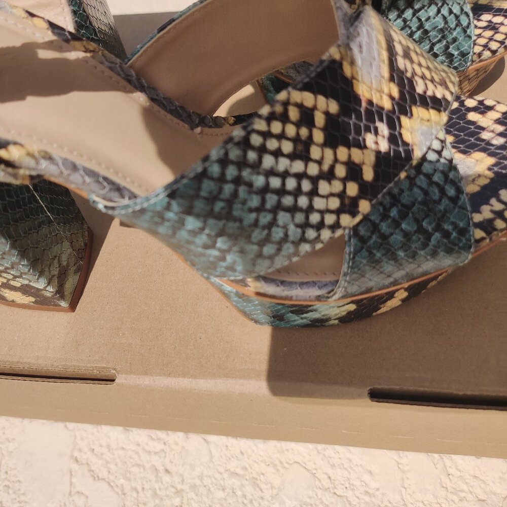 Idore Snake Print Python Platform Leather Sandals… - image 5